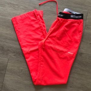 BRIGHT neon coral Grey’s Anatomy scrub bottoms
